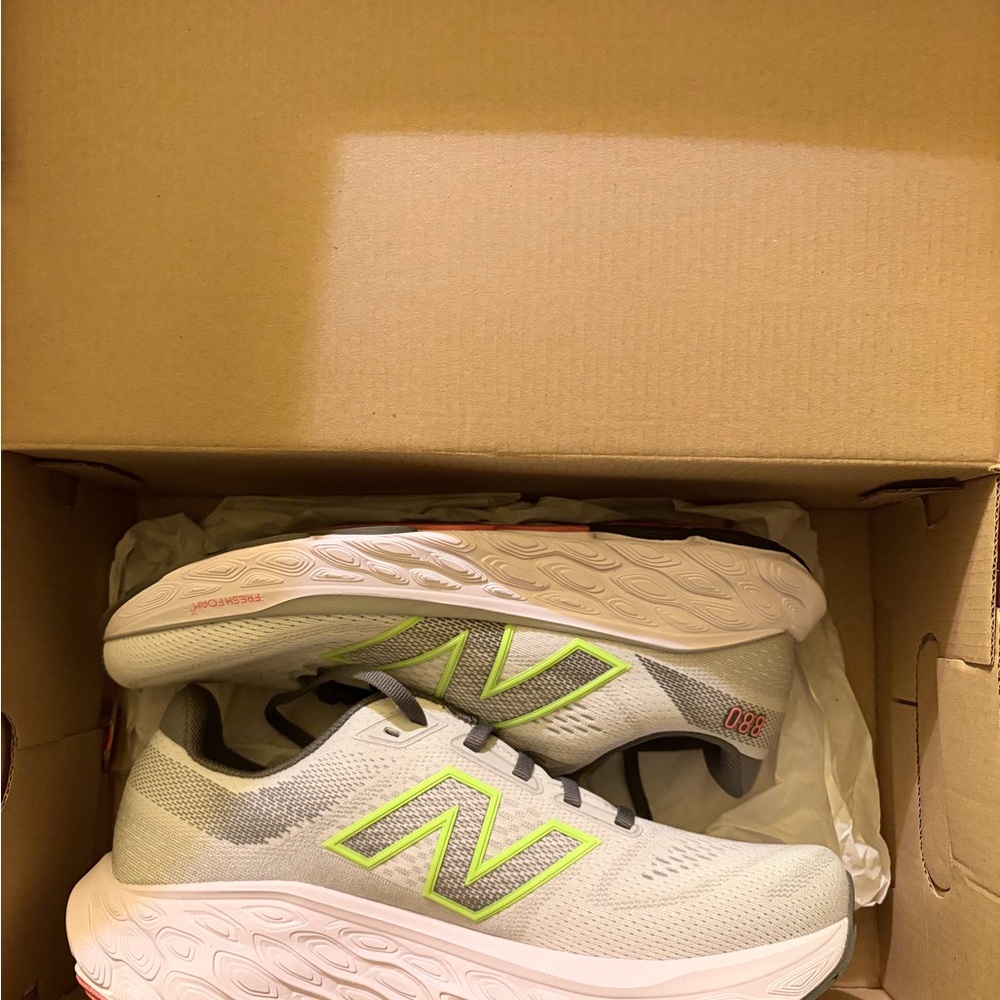 New Balance Light Gray with Neon Green Accents Sneakers